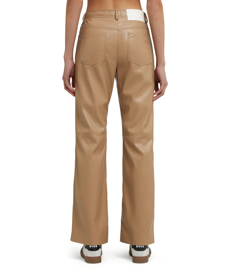 Pantalone a gamba dritta in tessuto "Soft Eco Leather" BEIGE Donna 